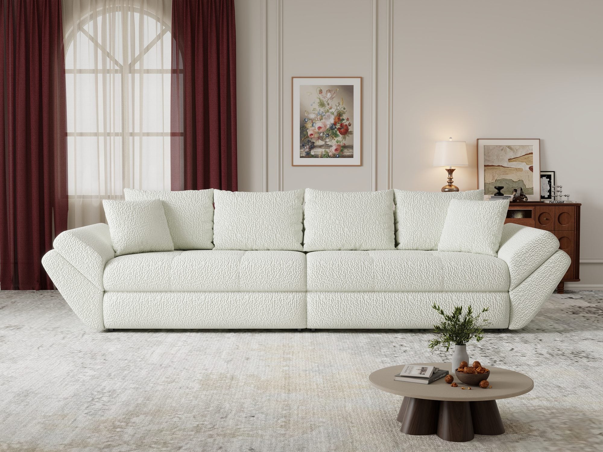 Canapea extensibilă dumonde cu ladă de depozitare Loana Jaguar Ivory 300x100 cm
