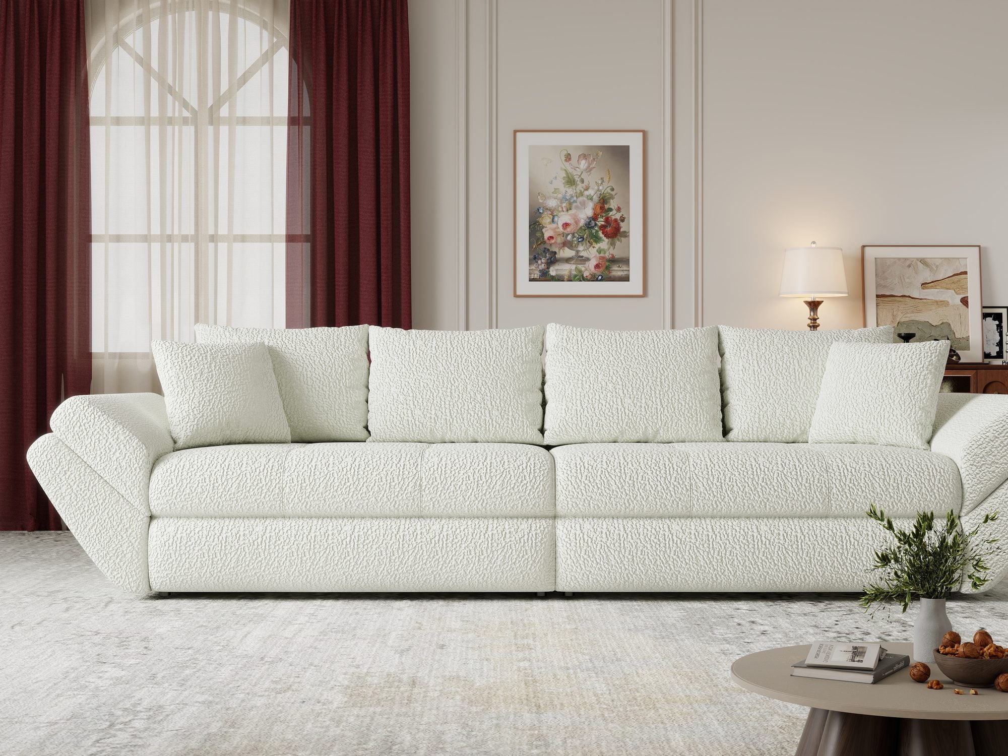 Canapea extensibilă dumonde cu ladă de depozitare Loana Jaguar Ivory 300x100 cm