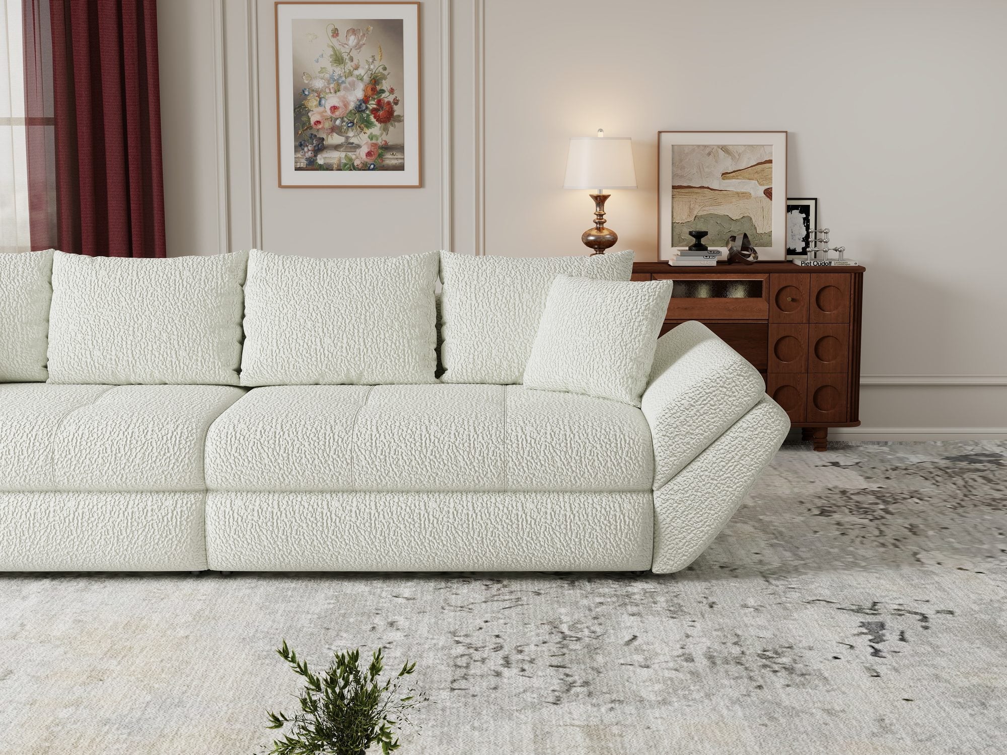 Canapea extensibilă dumonde cu ladă de depozitare Loana Jaguar Ivory 300x100 cm