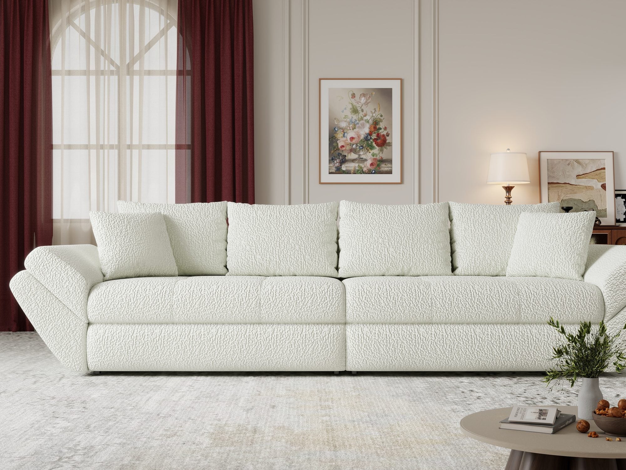 Canapea extensibilă dumonde cu ladă de depozitare Loana Jaguar Ivory 300x100 cm