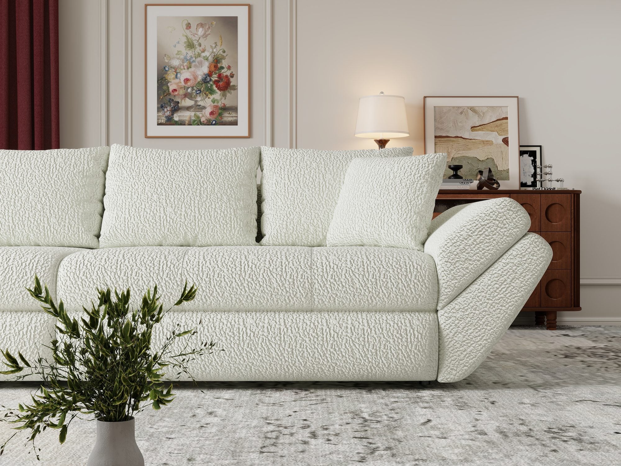 Canapea extensibilă dumonde cu ladă de depozitare Loana Jaguar Ivory 300x100 cm