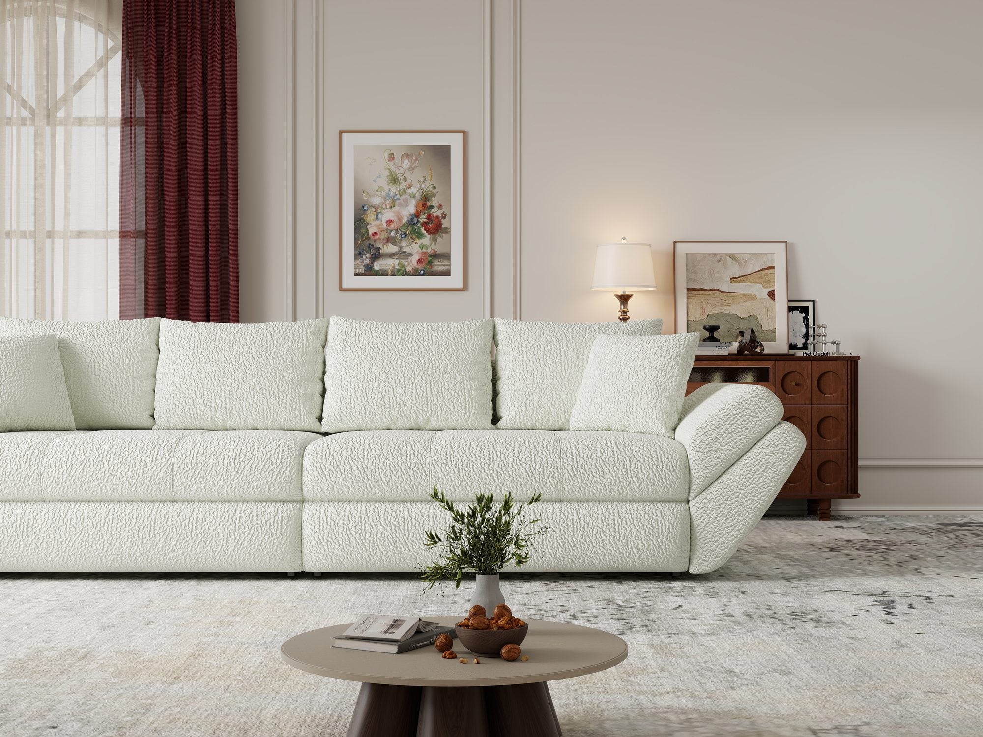 Canapea extensibilă dumonde cu ladă de depozitare Loana Jaguar Ivory 300x100 cm