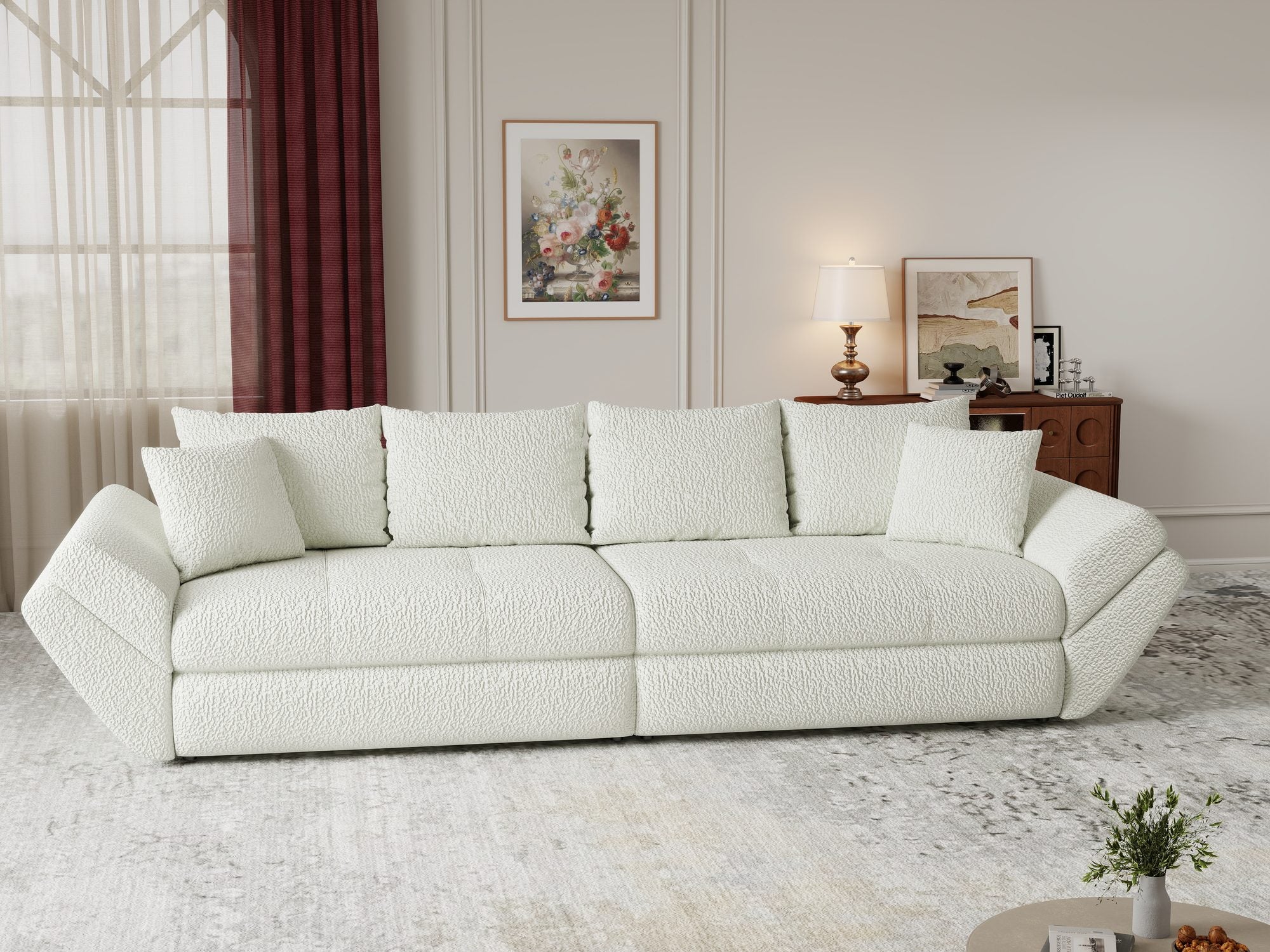 Canapea extensibilă dumonde cu ladă de depozitare Loana Jaguar Ivory 300x100 cm