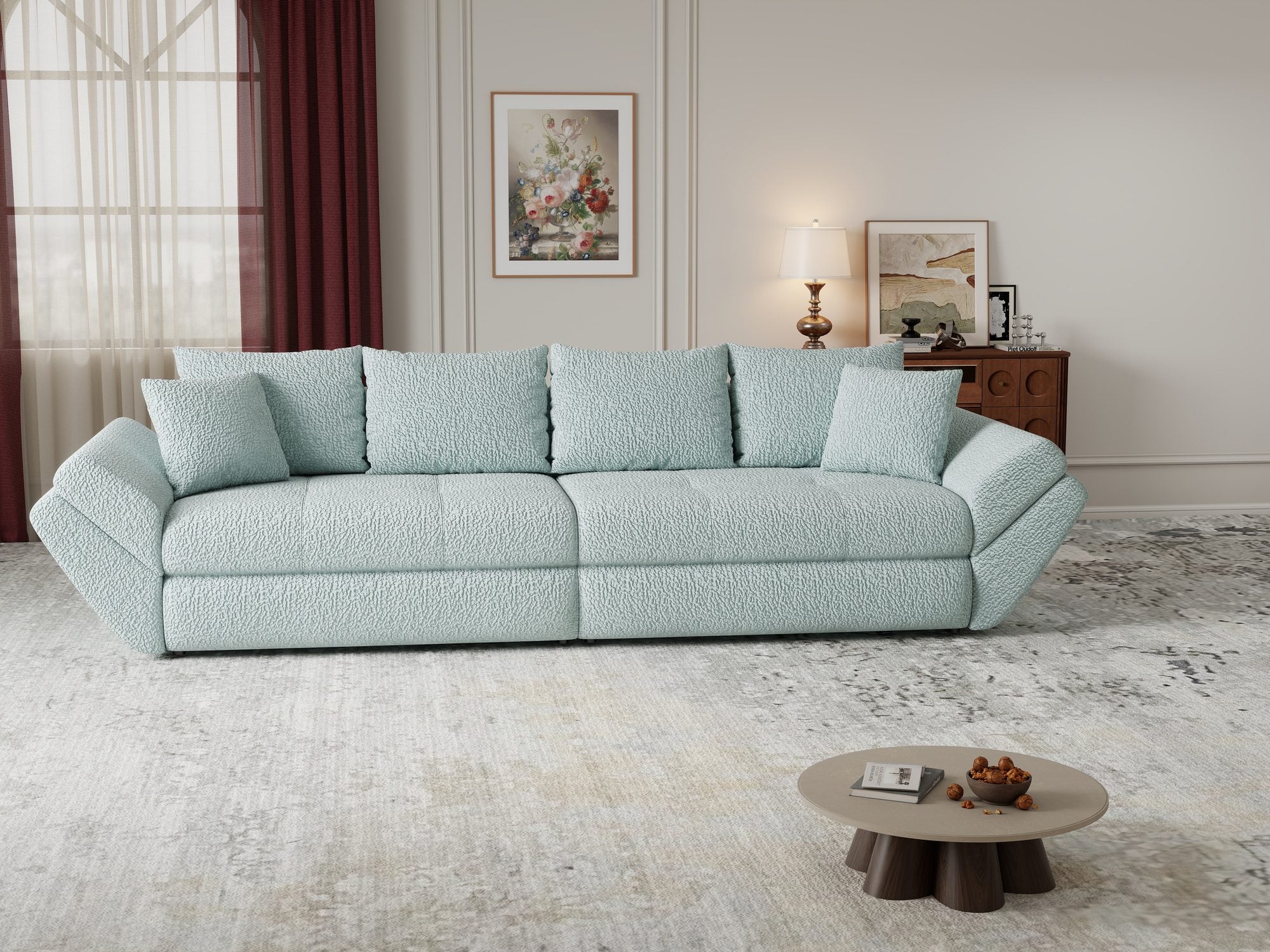Canapea extensibilă dumonde cu ladă de depozitare Loana Jaguar Verde mint 300x100 cm