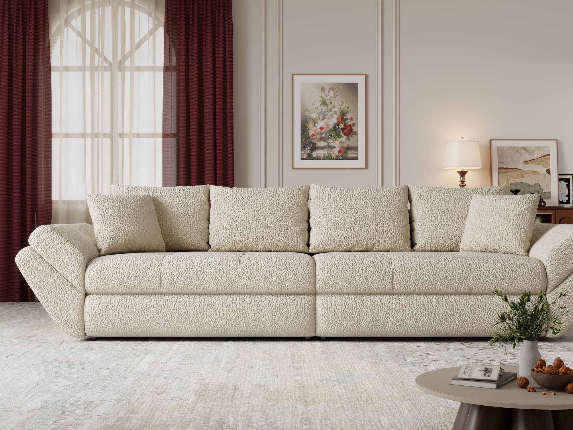 Canapea extensibilă dumonde cu ladă de depozitare Loana Jaguar Bej 300x100 cm