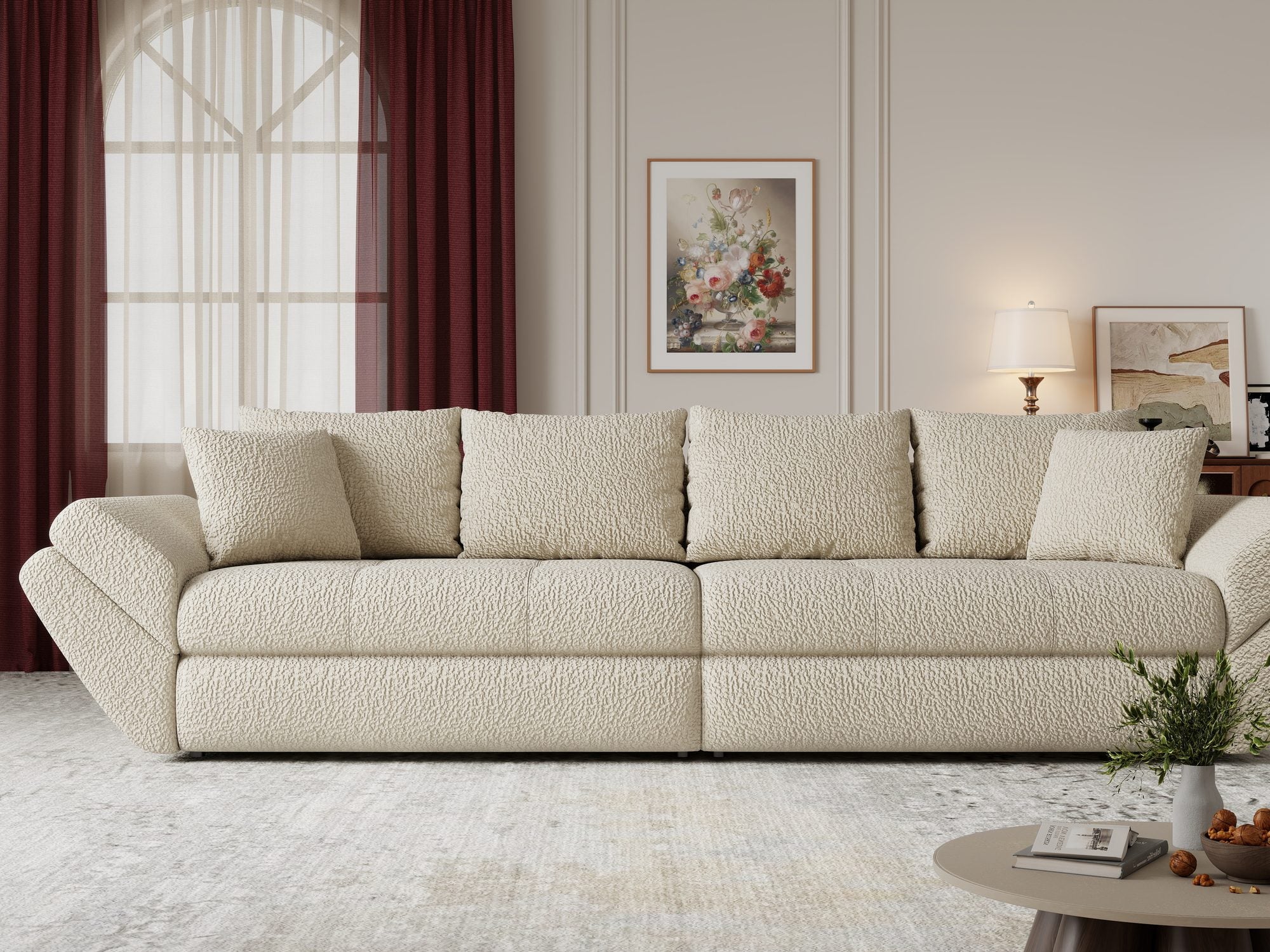Canapea extensibilă dumonde cu ladă de depozitare Loana Jaguar Bej 300x100 cm