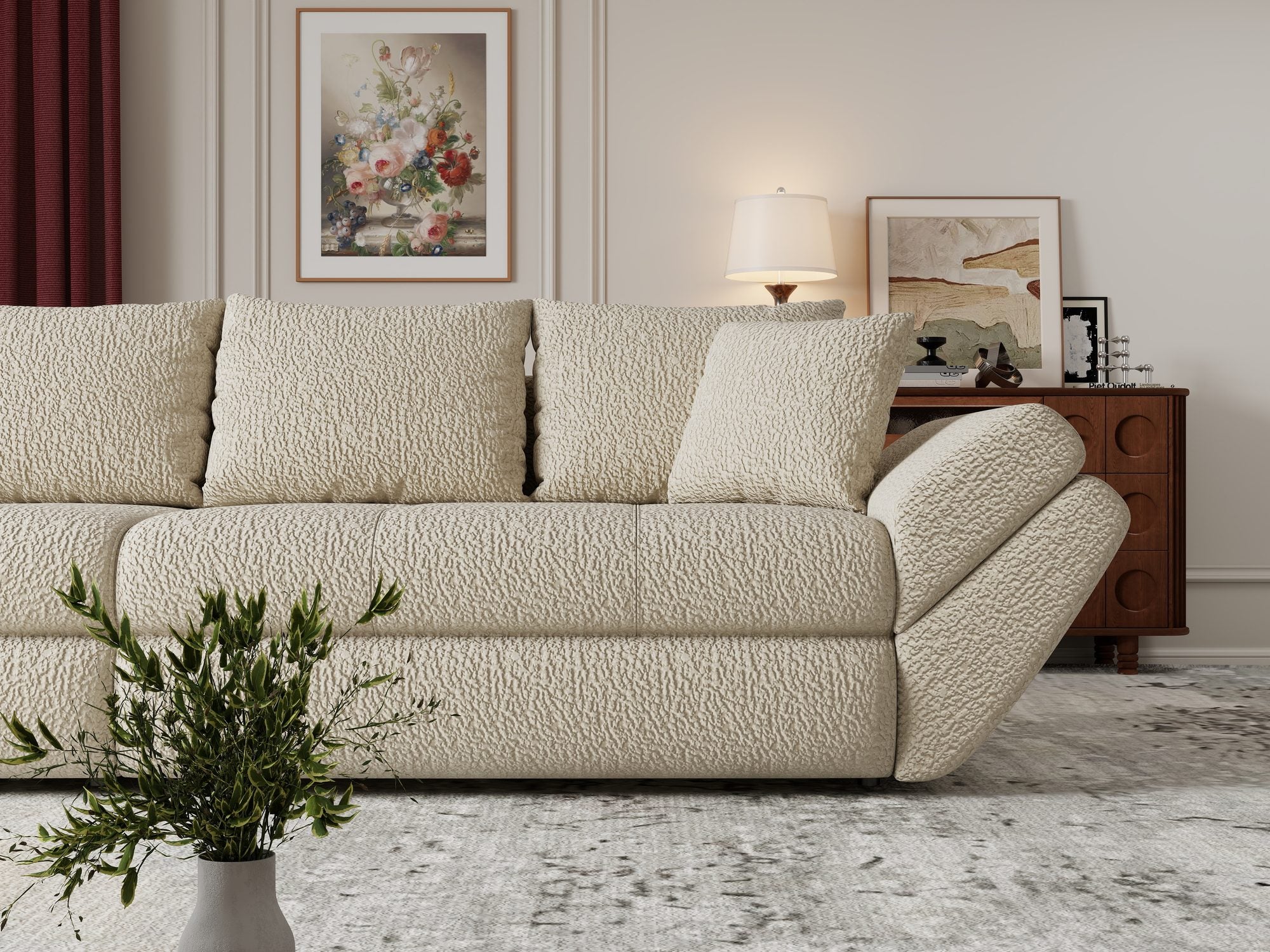 Canapea extensibilă dumonde cu ladă de depozitare Loana Jaguar Bej 300x100 cm