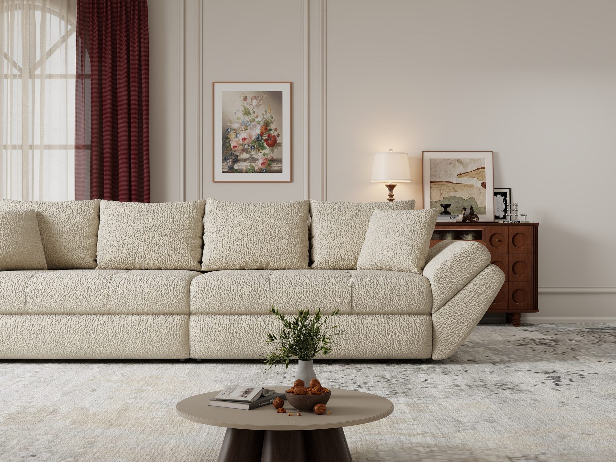 Canapea extensibilă dumonde cu ladă de depozitare Loana Jaguar Bej 300x100 cm