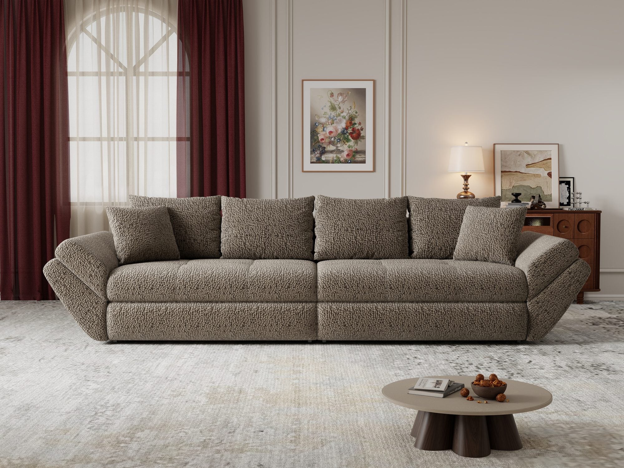 Canapea extensibilă dumonde cu ladă de depozitare Loana Jaguar Maro cappuccino 300x100 cm