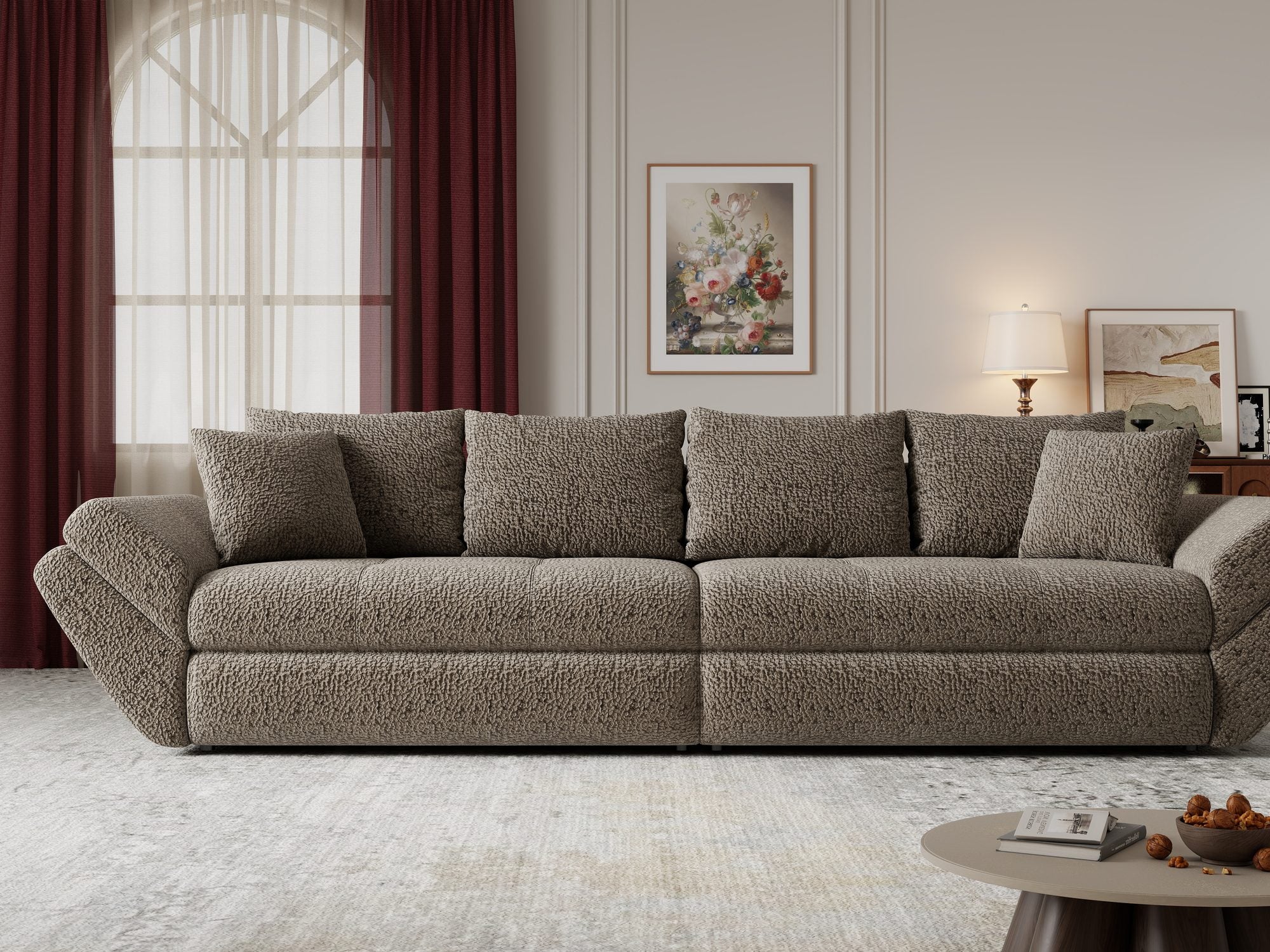 Canapea extensibilă dumonde cu ladă de depozitare Loana Jaguar Maro cappuccino 300x100 cm