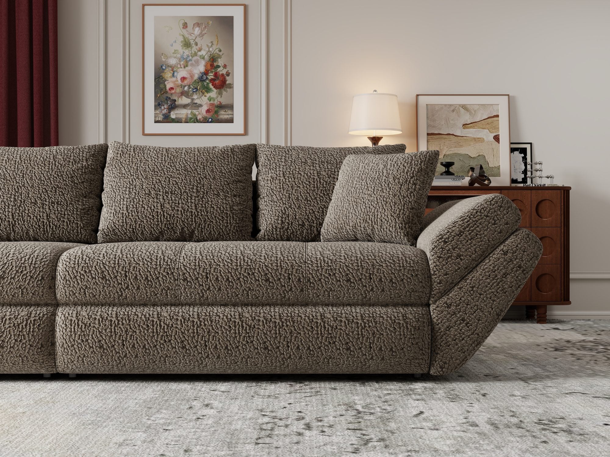 Canapea extensibilă dumonde cu ladă de depozitare Loana Jaguar Maro cappuccino 300x100 cm