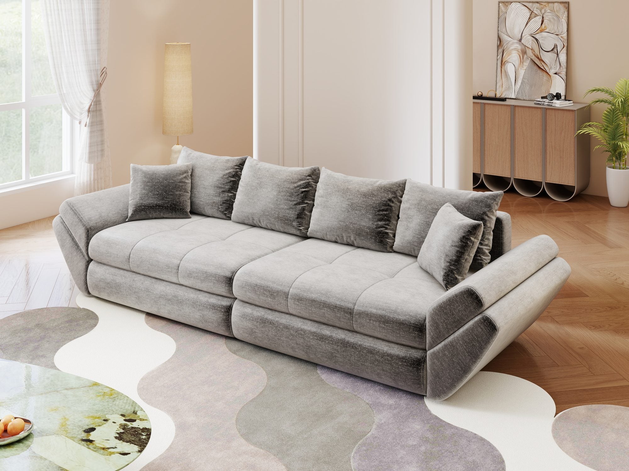 Canapea extensibilă dumonde cu ladă de depozitare Loana Monolith Gri 300x100 cm