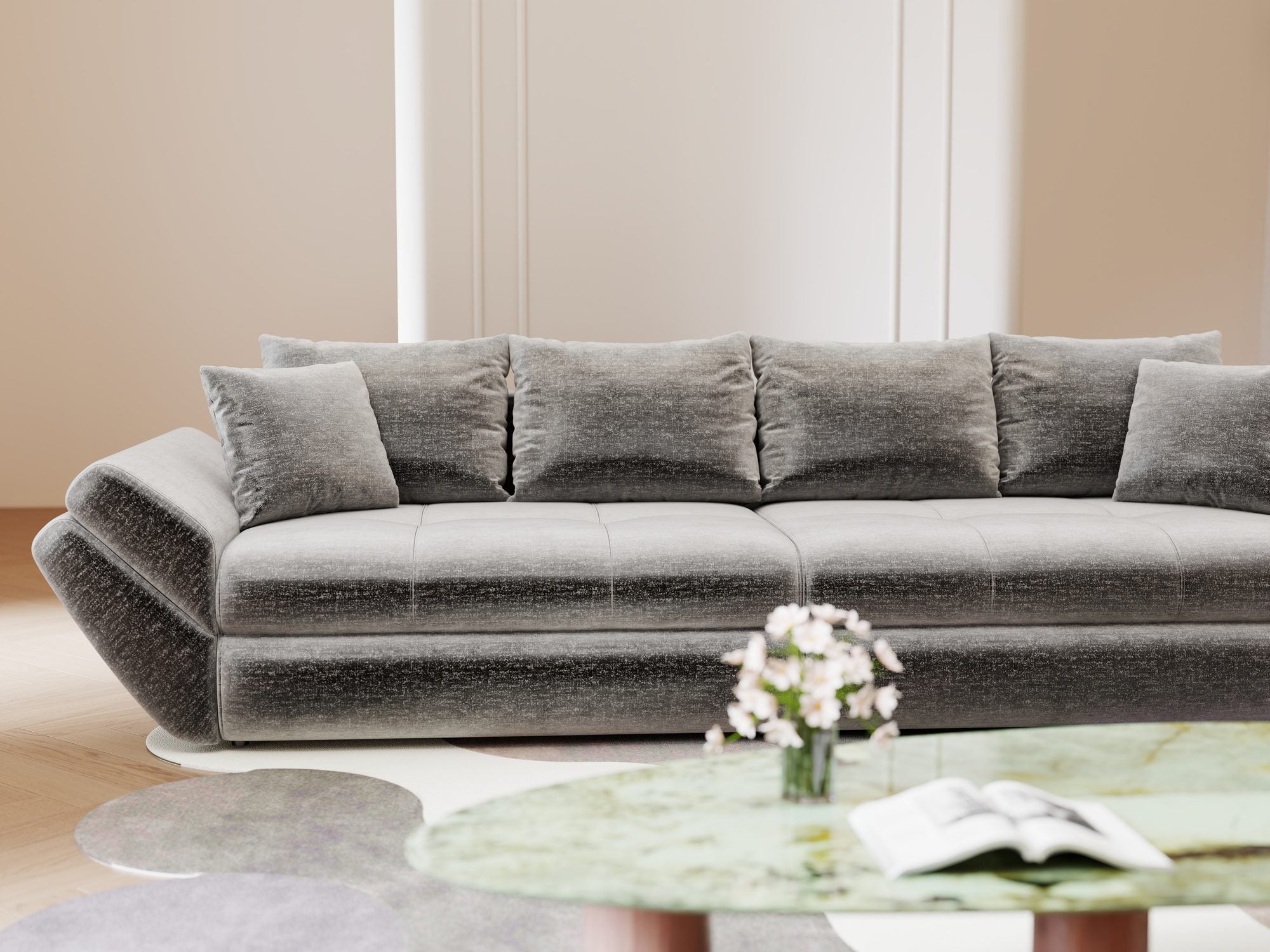 Canapea extensibilă dumonde cu ladă de depozitare Loana Monolith Gri 300x100 cm
