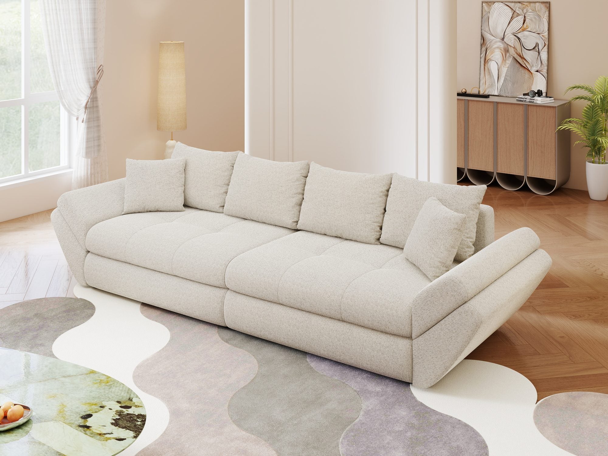 Canapea extensibilă dumonde cu ladă de depozitare Loana Monte Bej 300x100 cm