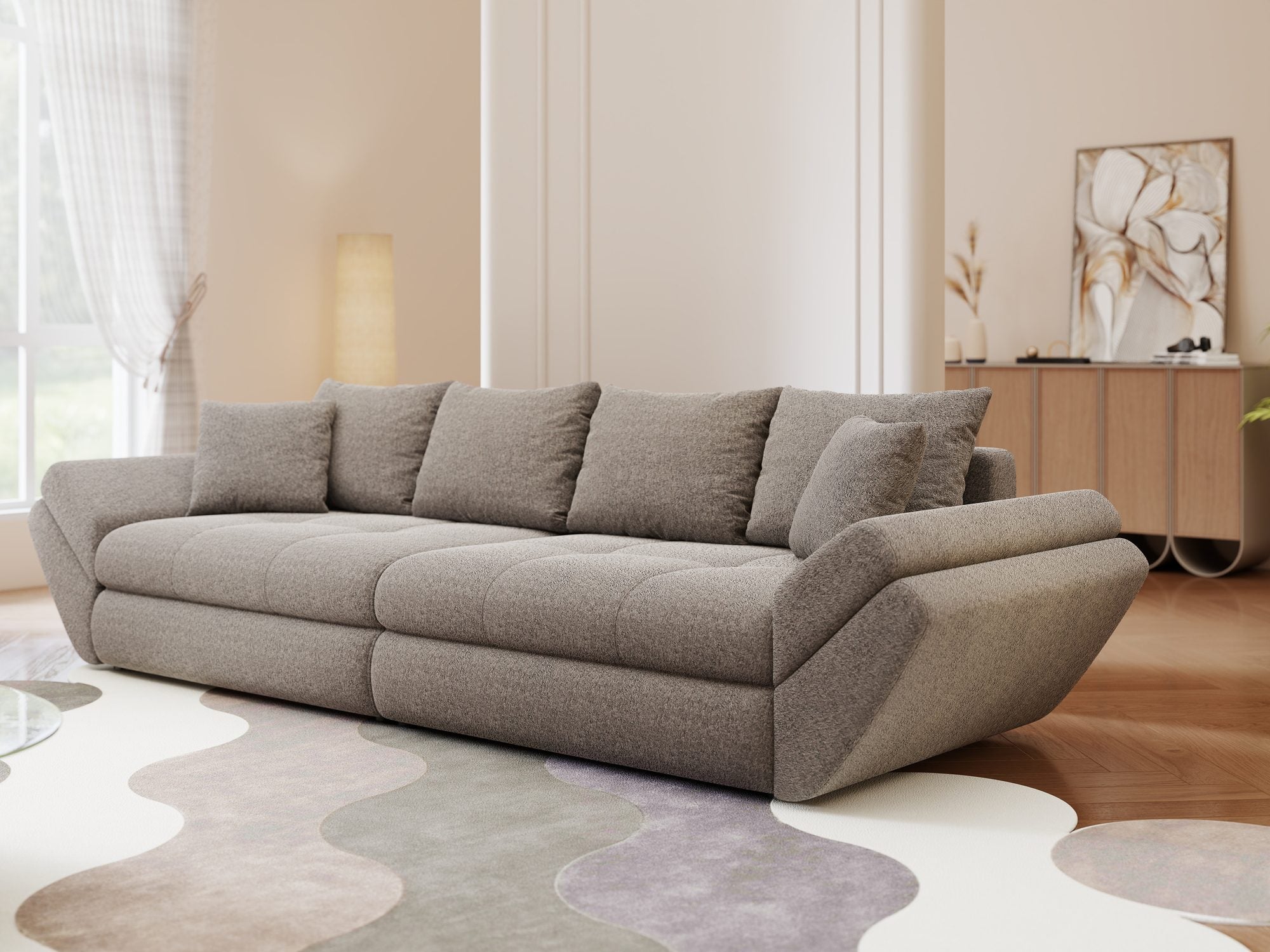 Canapea extensibilă dumonde cu ladă de depozitare Loana Monte Gri 300x100 cm