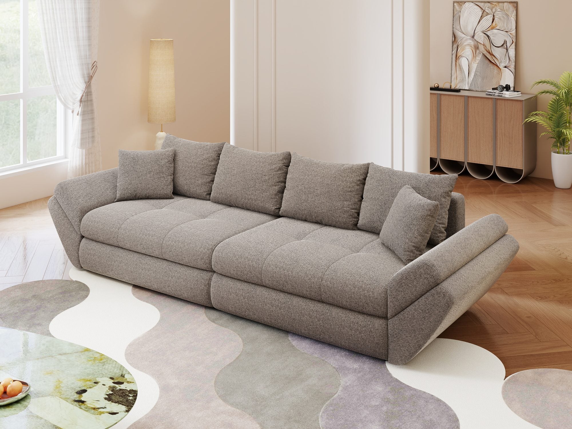 Canapea extensibilă dumonde cu ladă de depozitare Loana Monte Gri 300x100 cm
