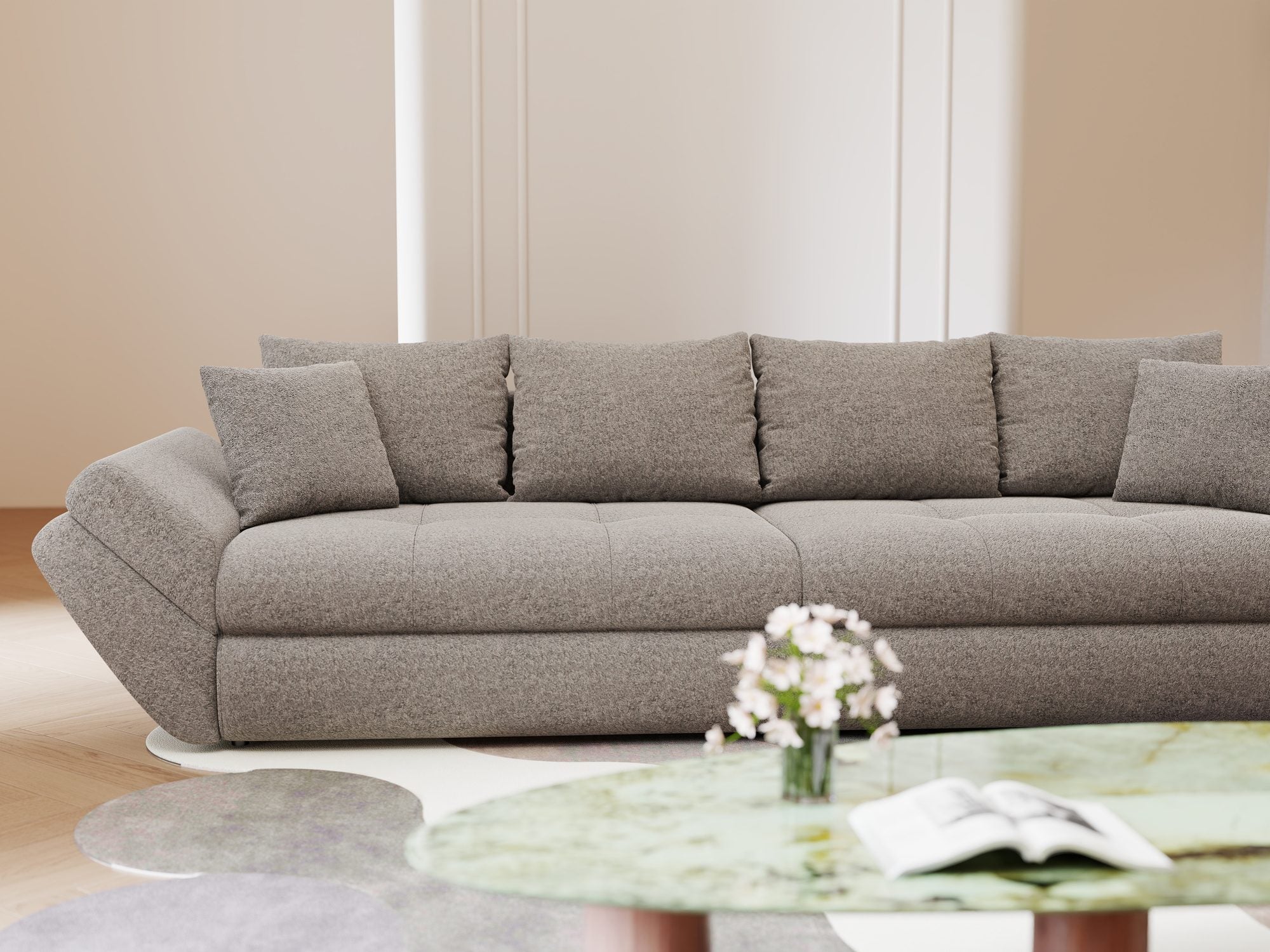 Canapea extensibilă dumonde cu ladă de depozitare Loana Monte Gri 300x100 cm