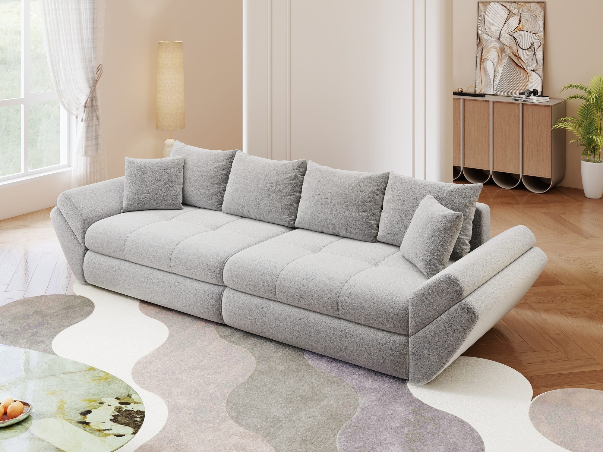 Canapea extensibilă dumonde cu ladă de depozitare Loana Monte Gri 300x100 cm