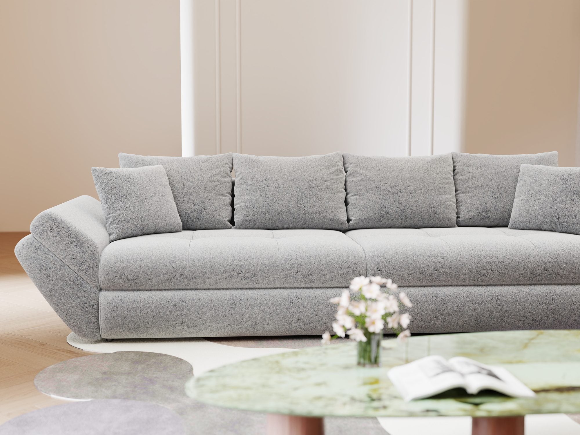 Canapea extensibilă dumonde cu ladă de depozitare Loana Monte Gri 300x100 cm
