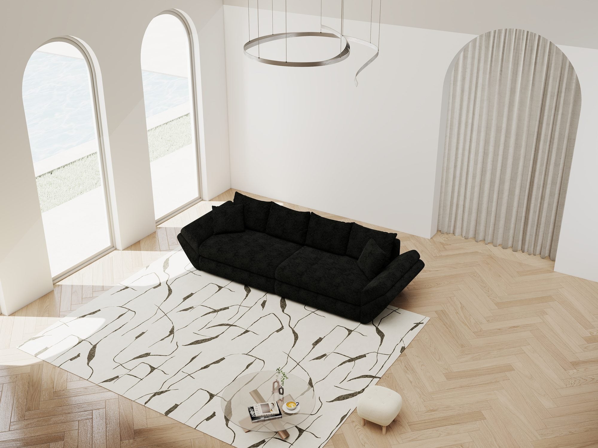Canapea extensibilă dumonde cu ladă de depozitare Loana Quelle Negru 300x100 cm
