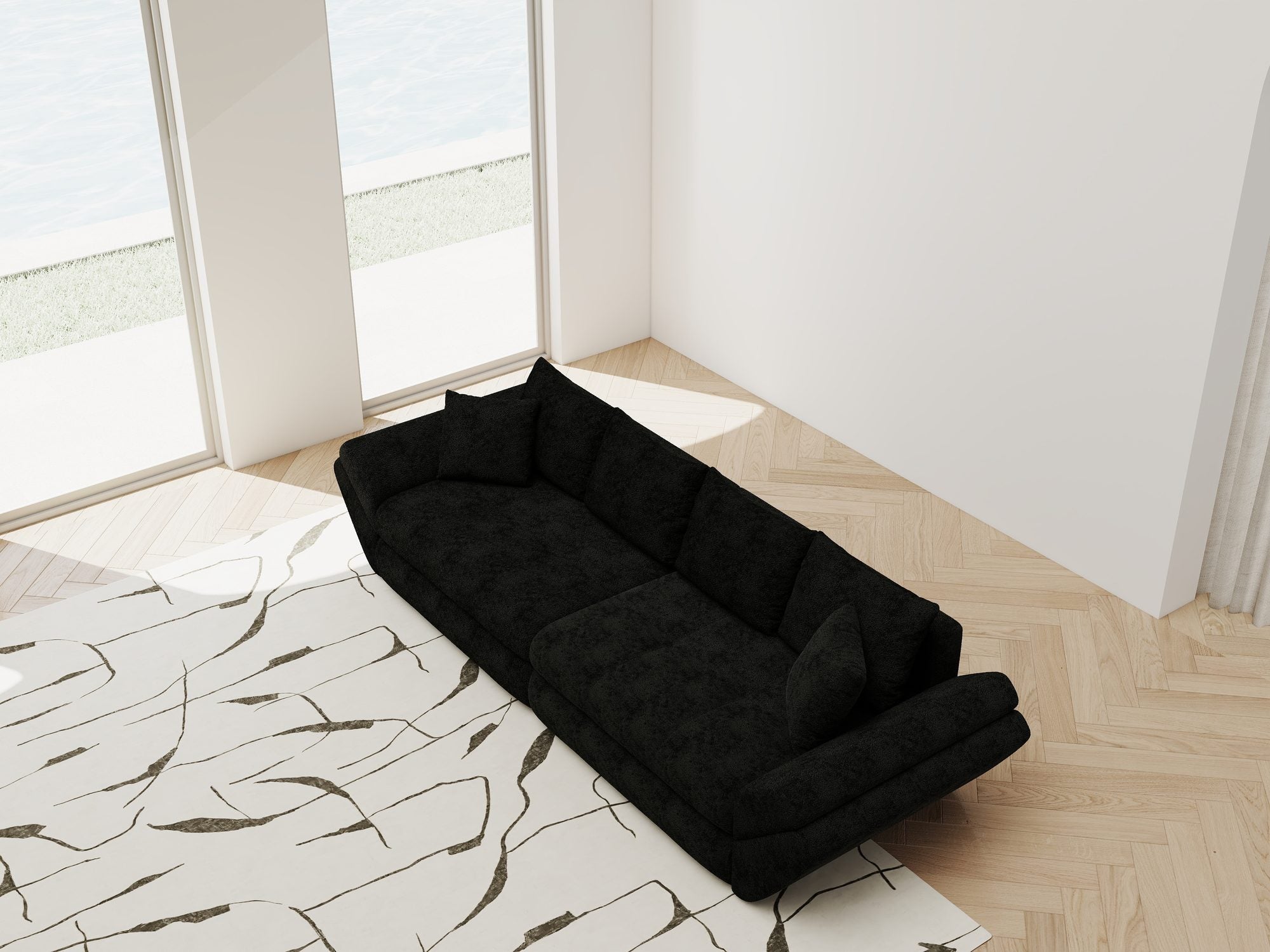 Canapea extensibilă dumonde cu ladă de depozitare Loana Quelle Negru 300x100 cm