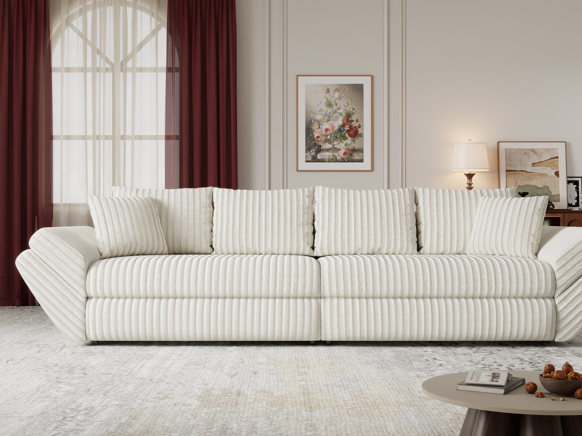 Canapea extensibilă dumonde cu ladă de depozitare Loana Tilia Bej 300x100 cm