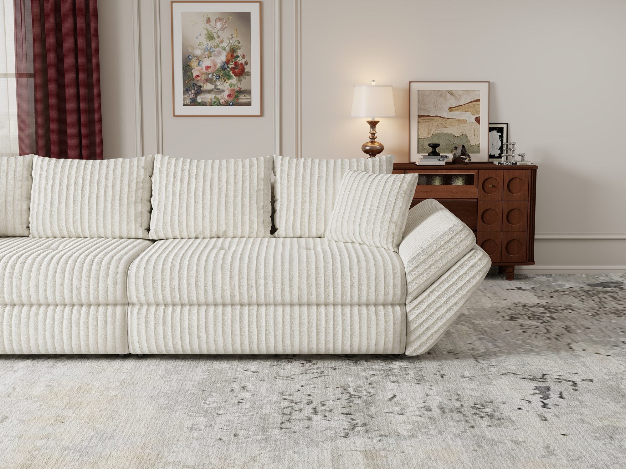 Canapea extensibilă dumonde cu ladă de depozitare Loana Tilia Bej 300x100 cm