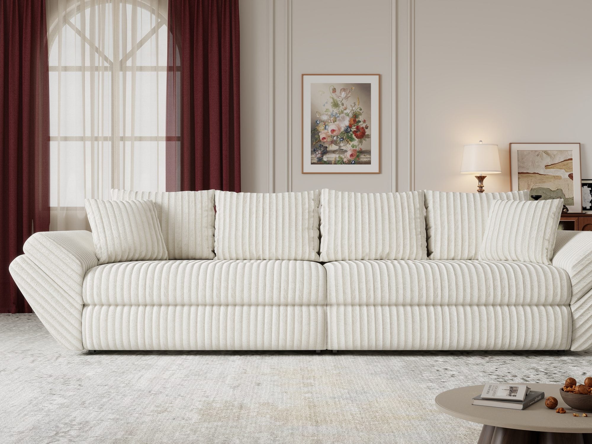 Canapea extensibilă dumonde cu ladă de depozitare Loana Tilia Bej 300x100 cm