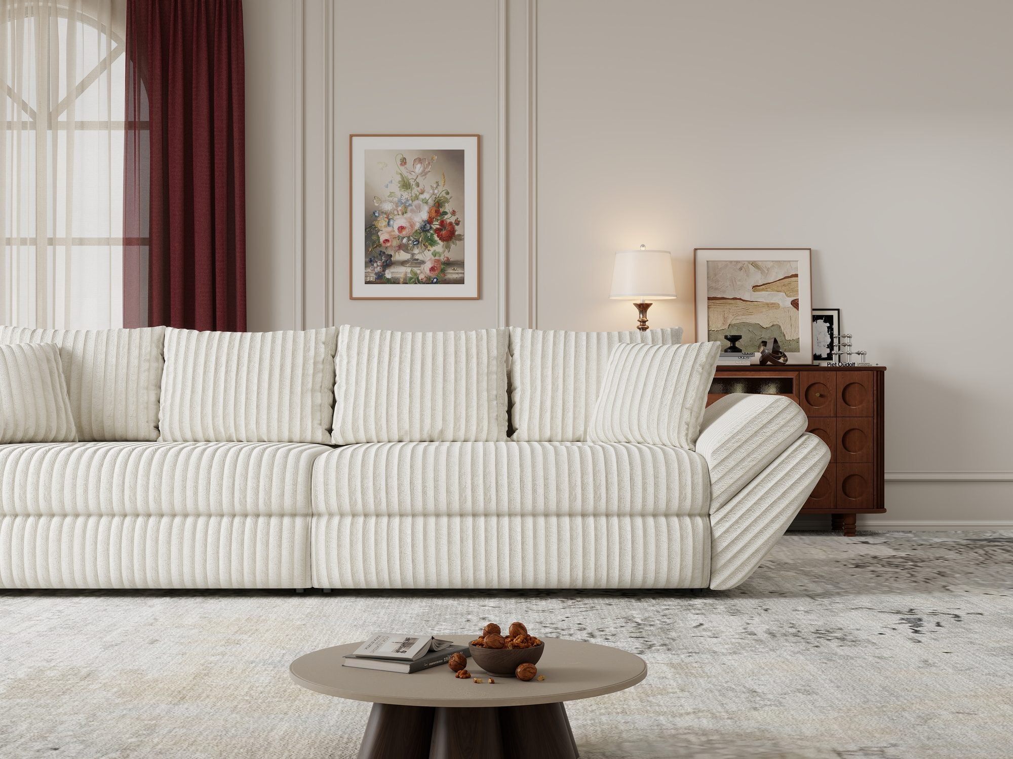 Canapea extensibilă dumonde cu ladă de depozitare Loana Tilia Bej 300x100 cm