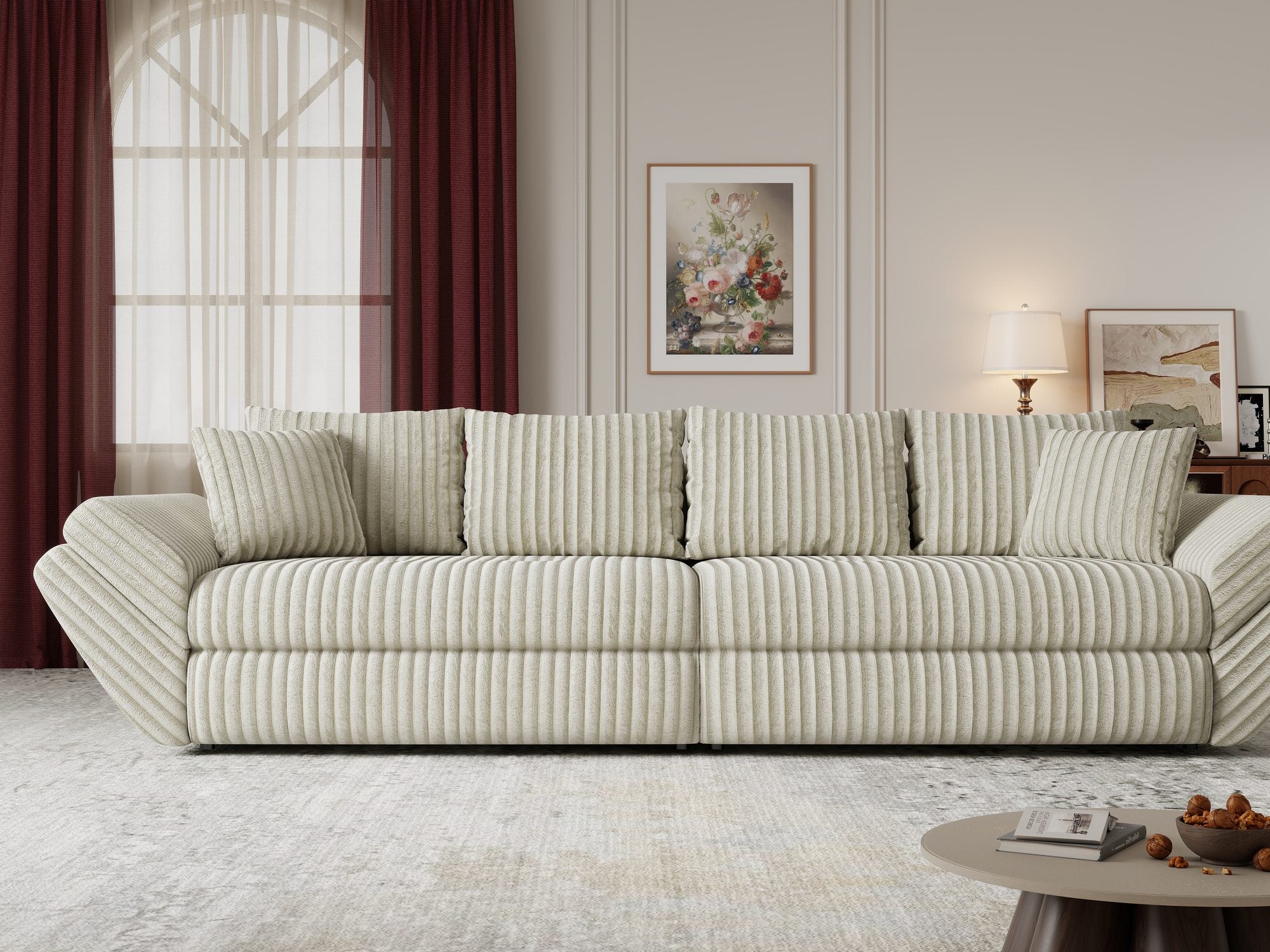 Canapea extensibilă dumonde cu ladă de depozitare Loana Tilia Bej 300x100 cm