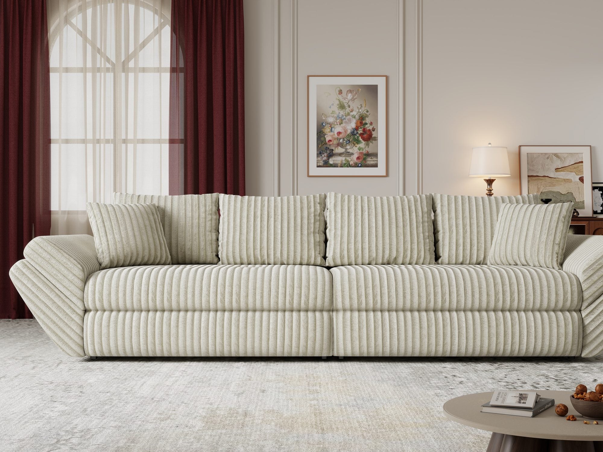 Canapea extensibilă dumonde cu ladă de depozitare Loana Tilia Bej 300x100 cm