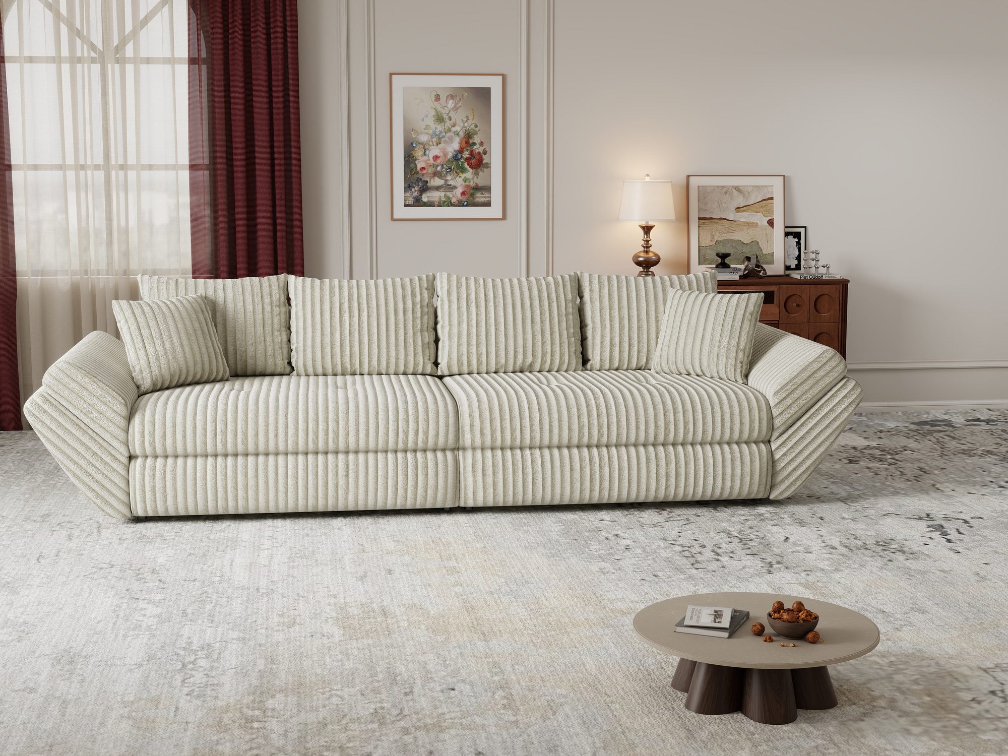 Canapea extensibilă dumonde cu ladă de depozitare Loana Tilia Bej 300x100 cm