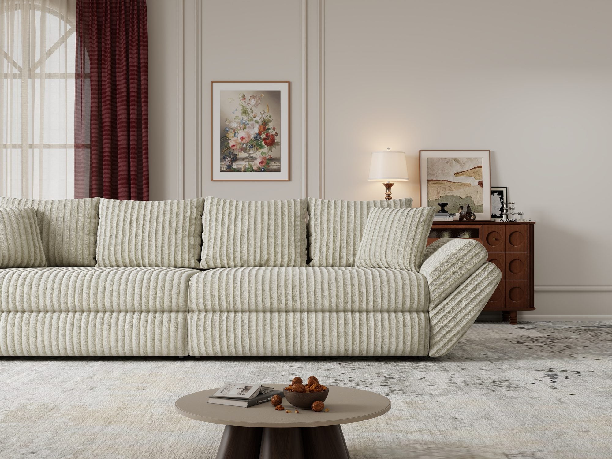 Canapea extensibilă dumonde cu ladă de depozitare Loana Tilia Bej 300x100 cm