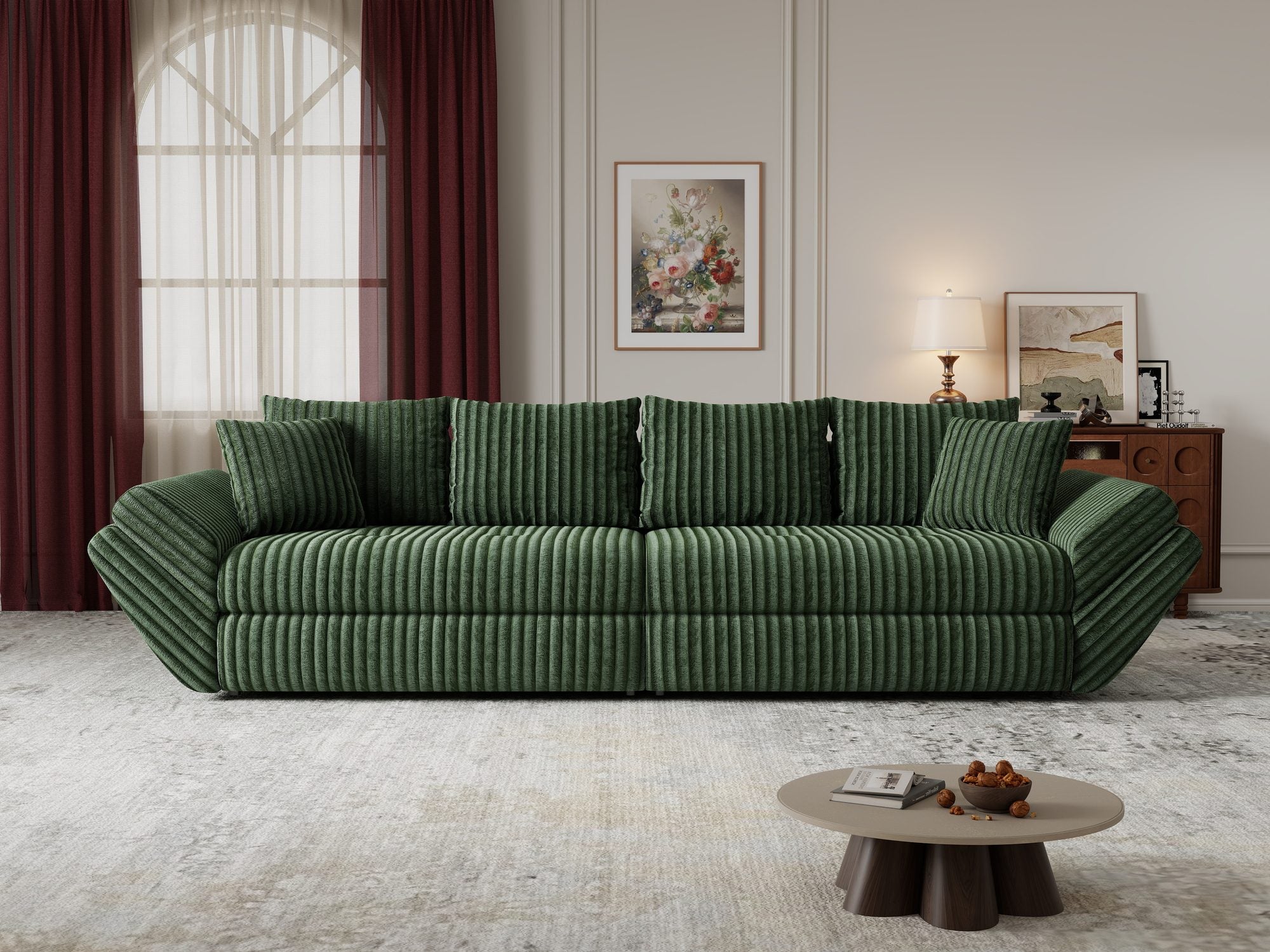 Canapea extensibilă dumonde cu ladă de depozitare Loana Tilia Verde 300x100 cm