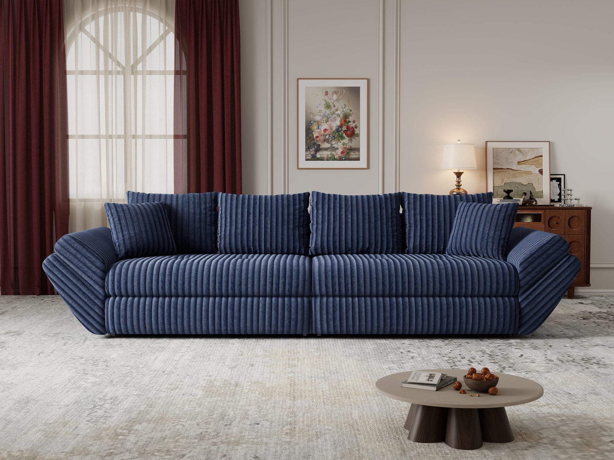 Canapea extensibilă dumonde cu ladă de depozitare Loana Tilia Albastru 300x100 cm