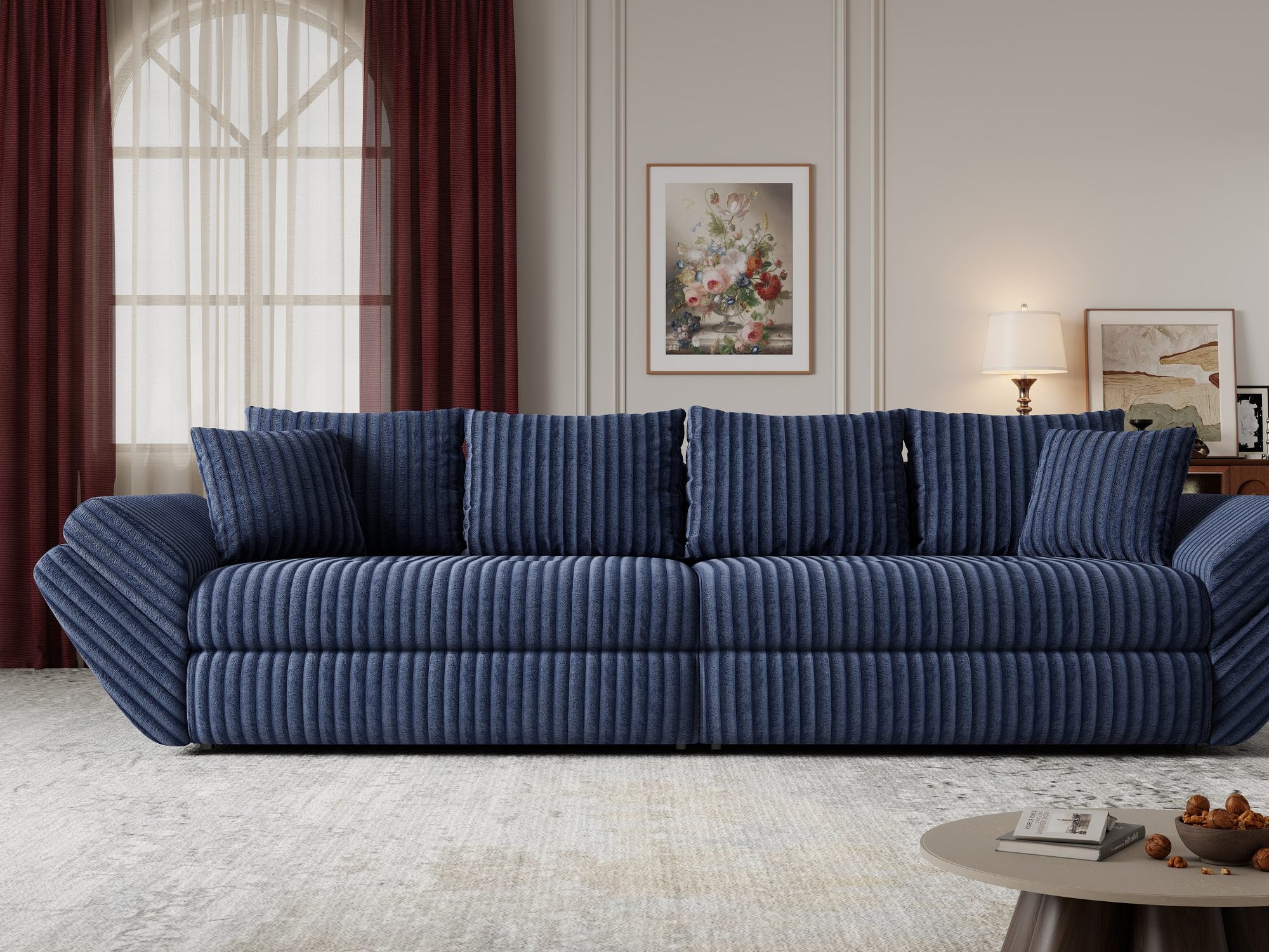 Canapea extensibilă dumonde cu ladă de depozitare Loana Tilia Albastru 300x100 cm