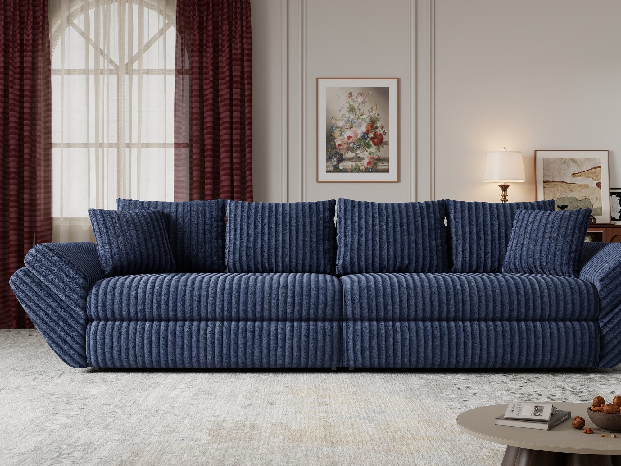 Canapea extensibilă dumonde cu ladă de depozitare Loana Tilia Albastru 300x100 cm