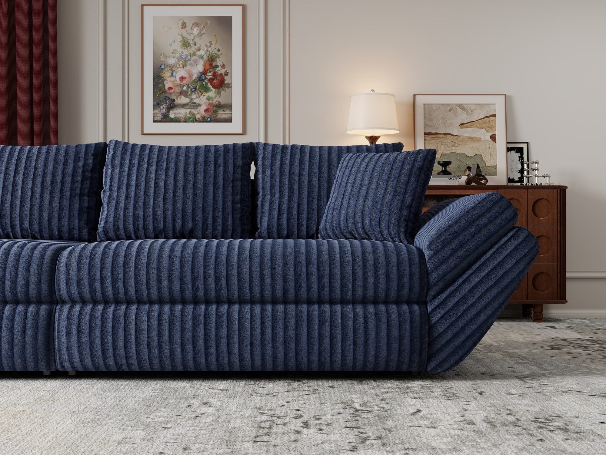 Canapea extensibilă dumonde cu ladă de depozitare Loana Tilia Albastru 300x100 cm