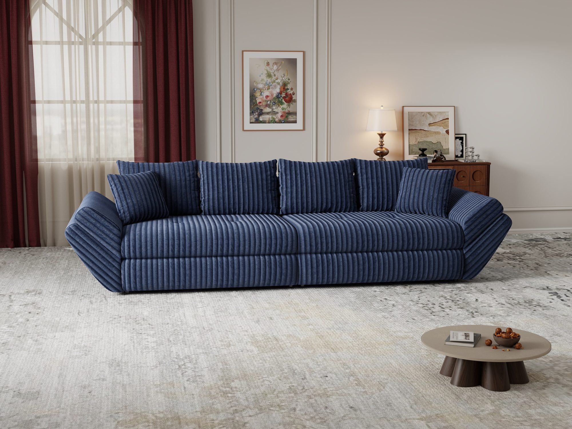 Canapea extensibilă dumonde cu ladă de depozitare Loana Tilia Albastru 300x100 cm