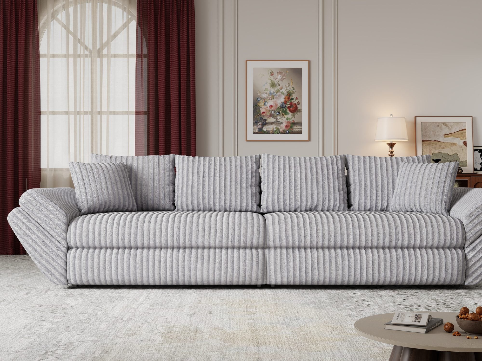 Canapea extensibilă dumonde cu ladă de depozitare Loana Tilia Gri 300x100 cm