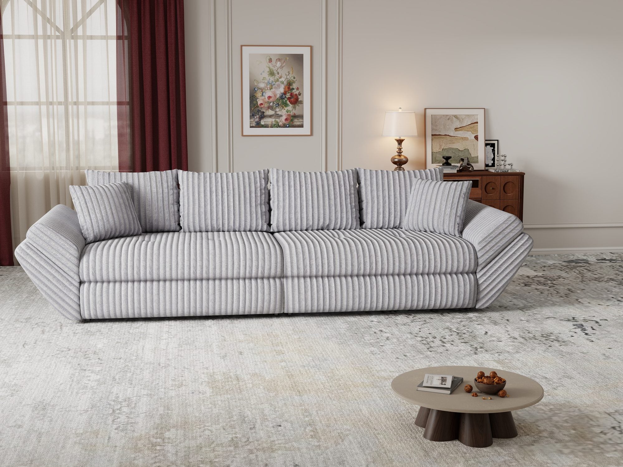 Canapea extensibilă dumonde cu ladă de depozitare Loana Tilia Gri 300x100 cm