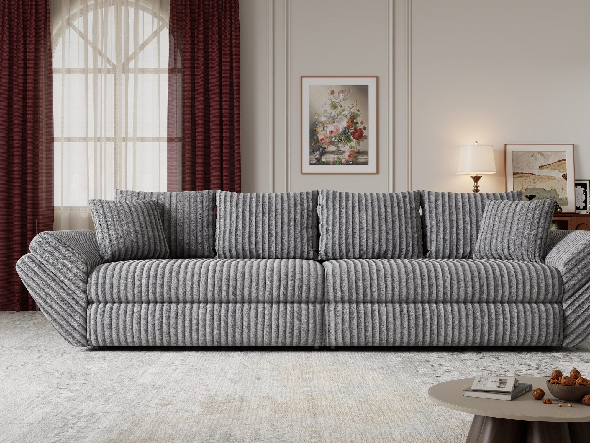 Canapea extensibilă dumonde cu ladă de depozitare Loana Tilia Gri 300x100 cm