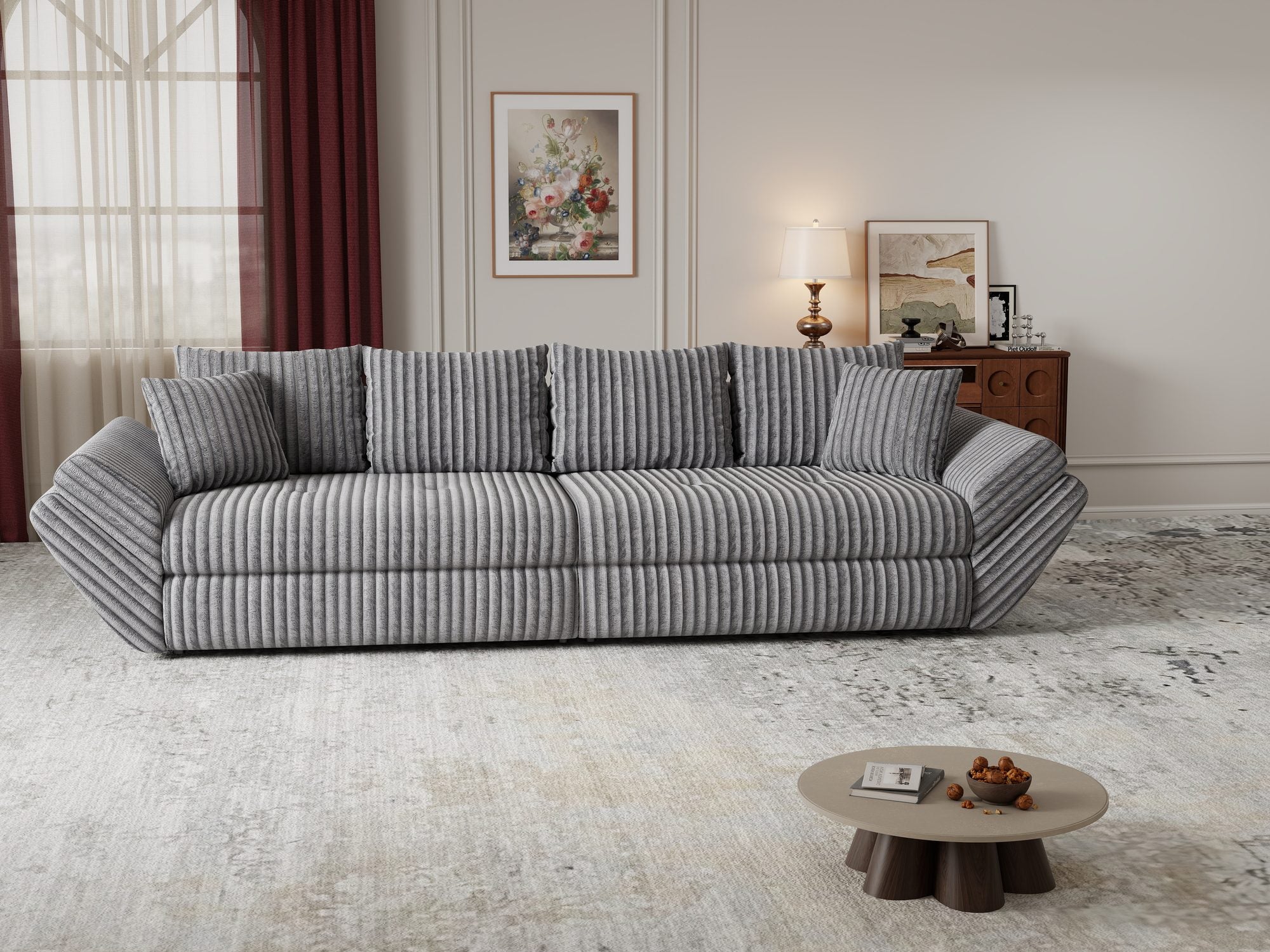Canapea extensibilă dumonde cu ladă de depozitare Loana Tilia Gri 300x100 cm