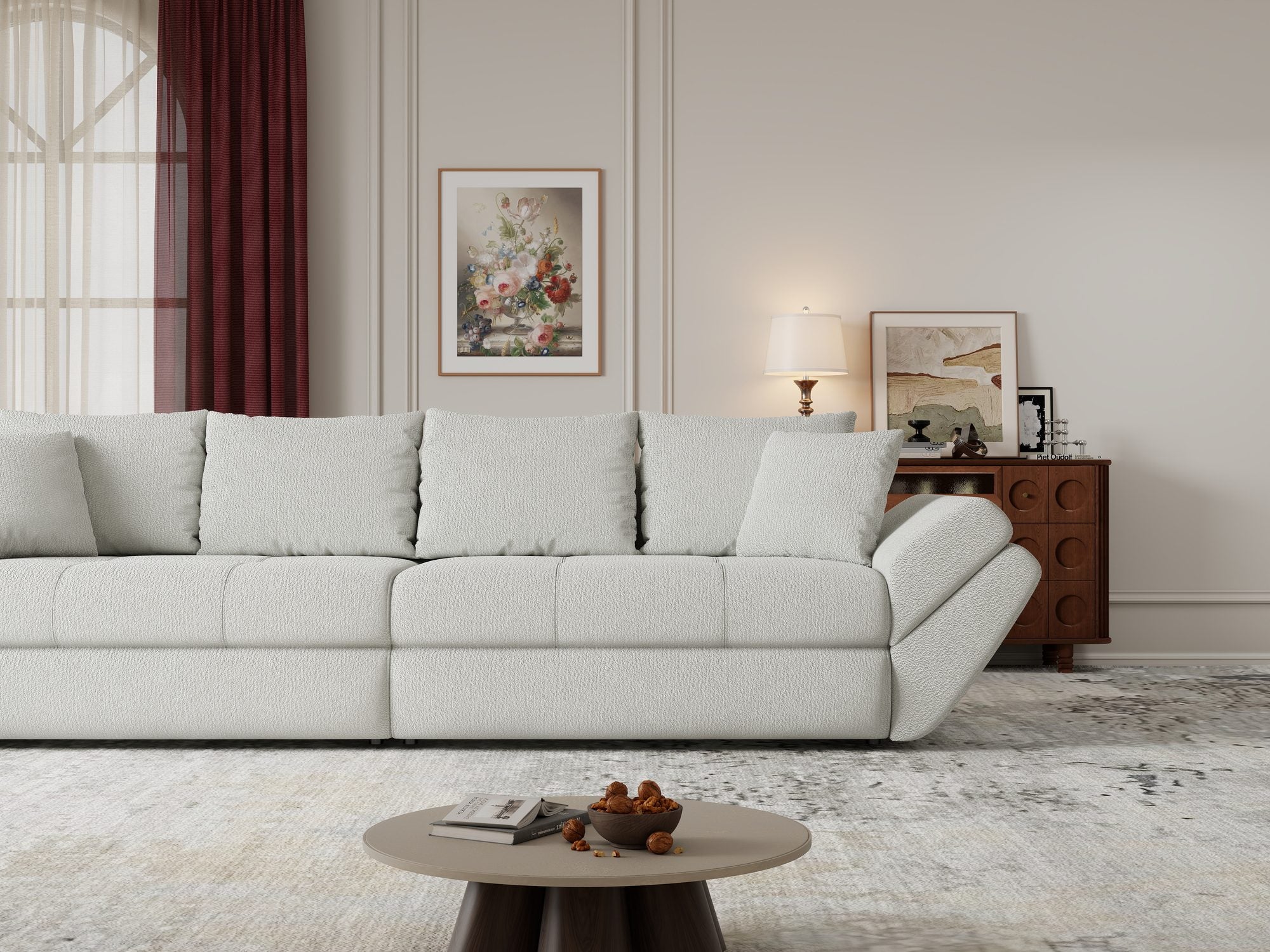Canapea extensibilă dumonde cu ladă de depozitare Loana Vibe Bej 300x100 cm