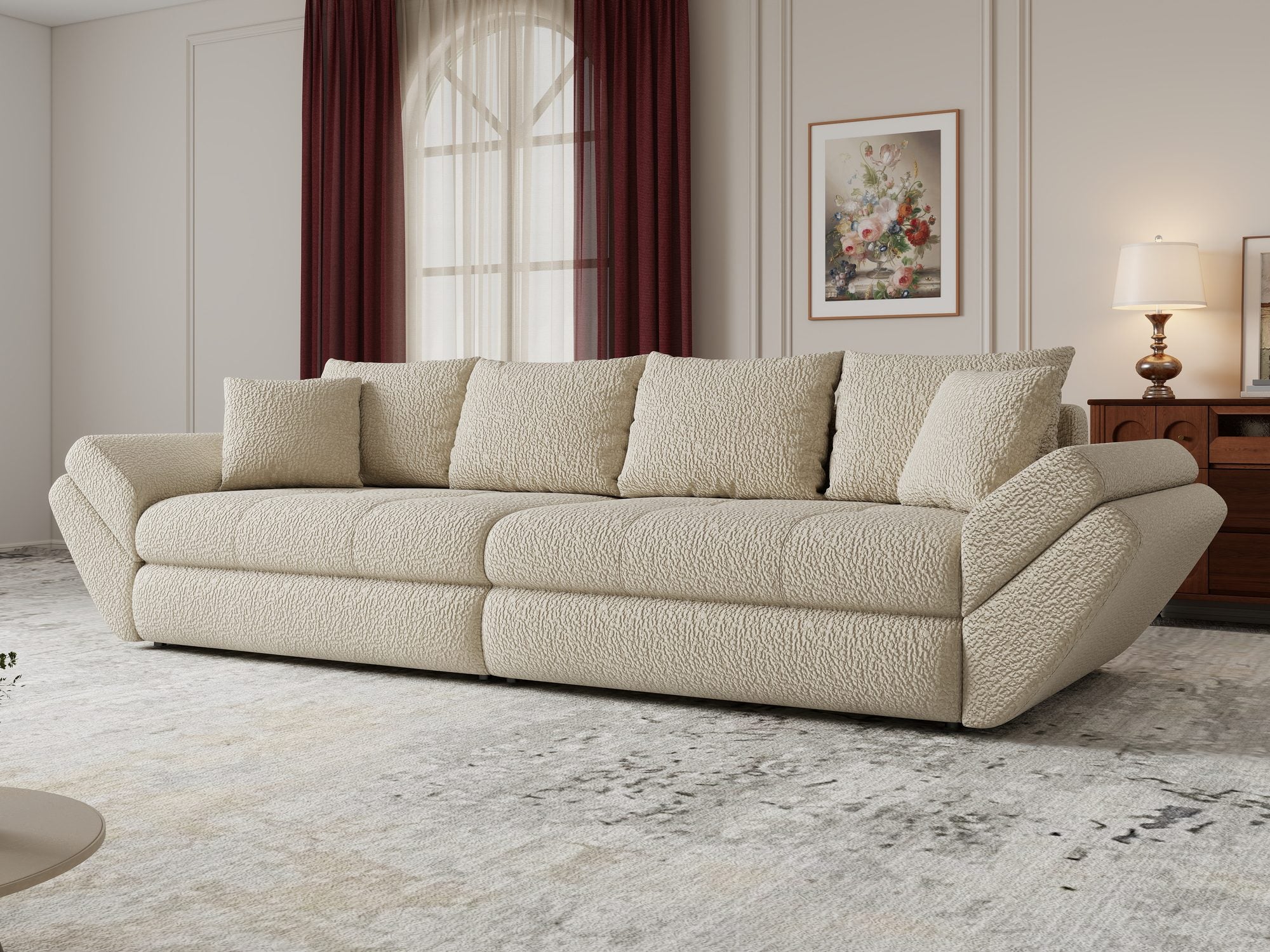 Canapea extensibilă dumonde cu ladă de depozitare Loana Vibe Bej 300x100 cm