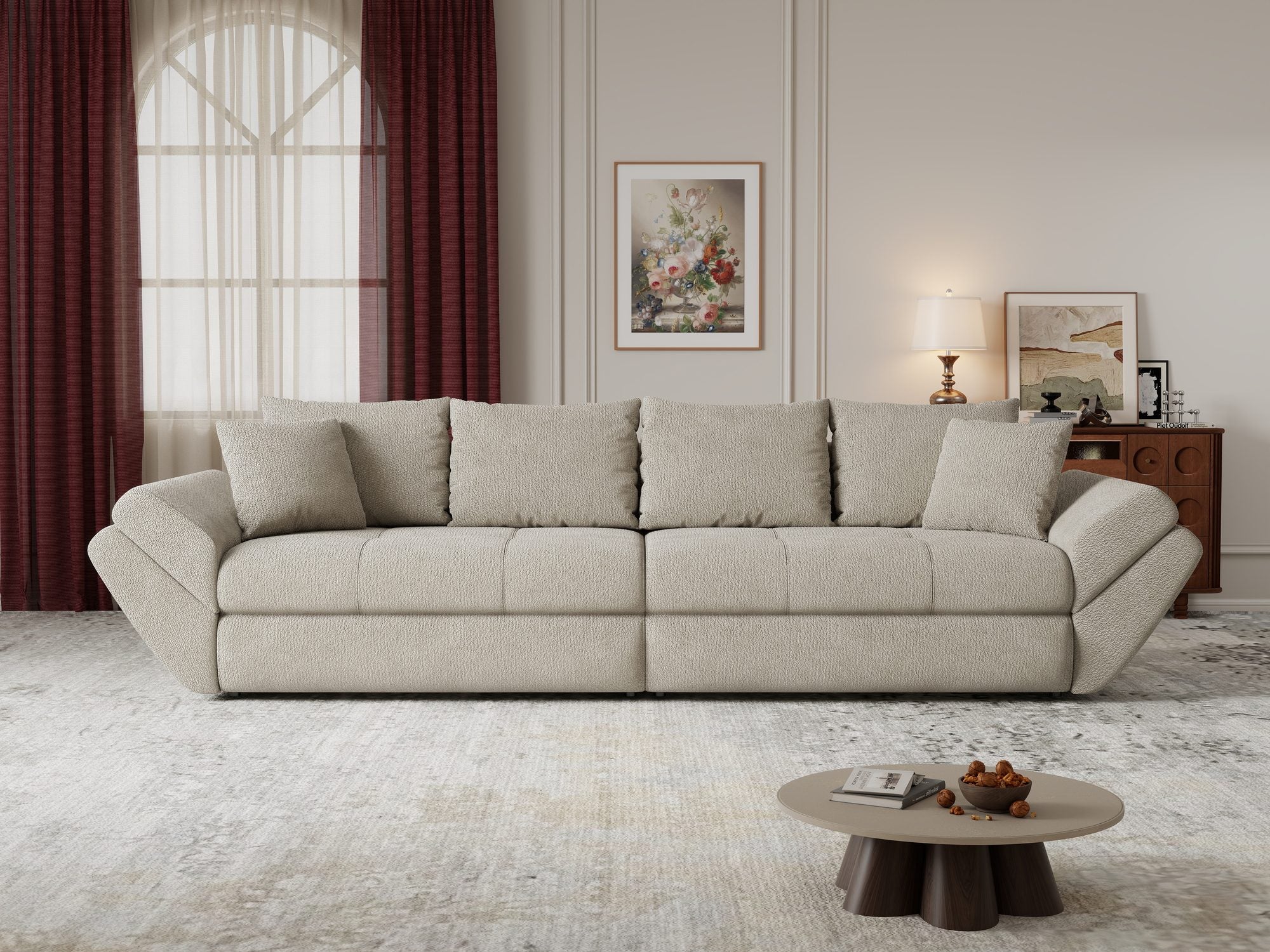 Canapea extensibilă dumonde cu ladă de depozitare Loana Vibe Bej 300x100 cm