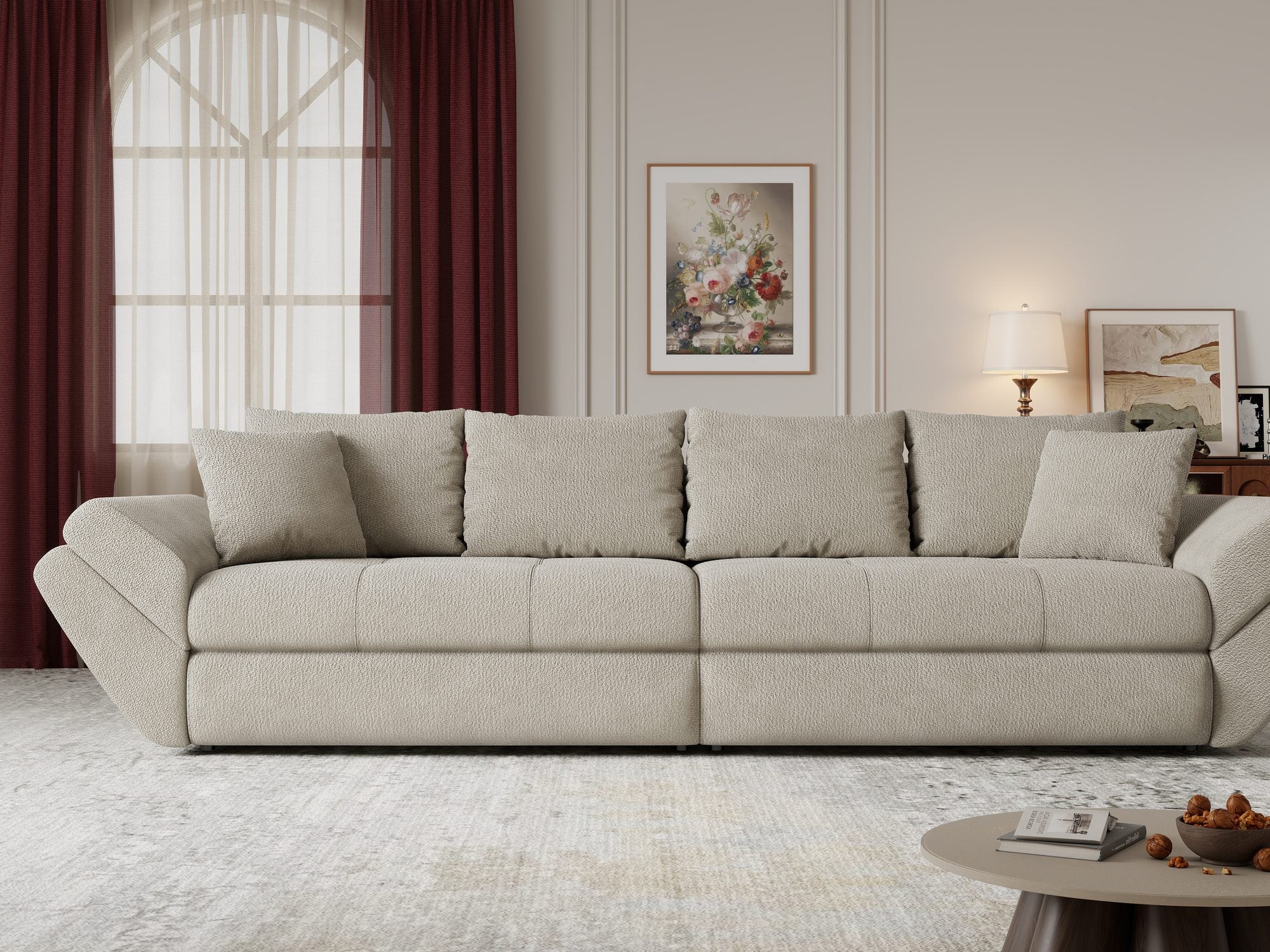 Canapea extensibilă dumonde cu ladă de depozitare Loana Vibe Bej 300x100 cm