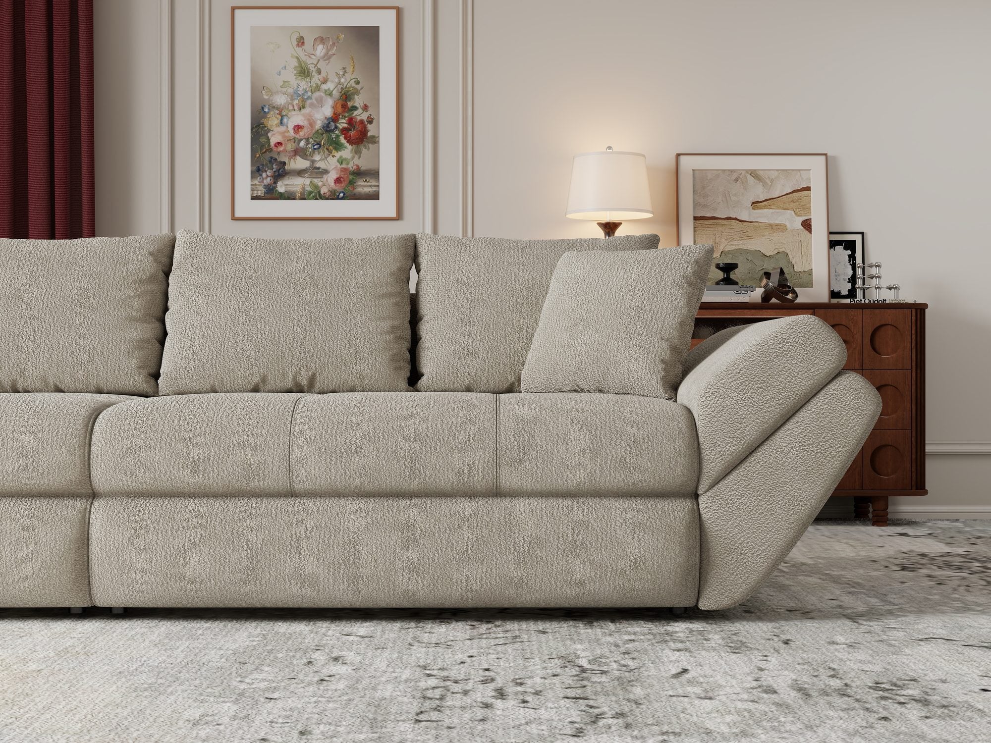 Canapea extensibilă dumonde cu ladă de depozitare Loana Vibe Bej 300x100 cm