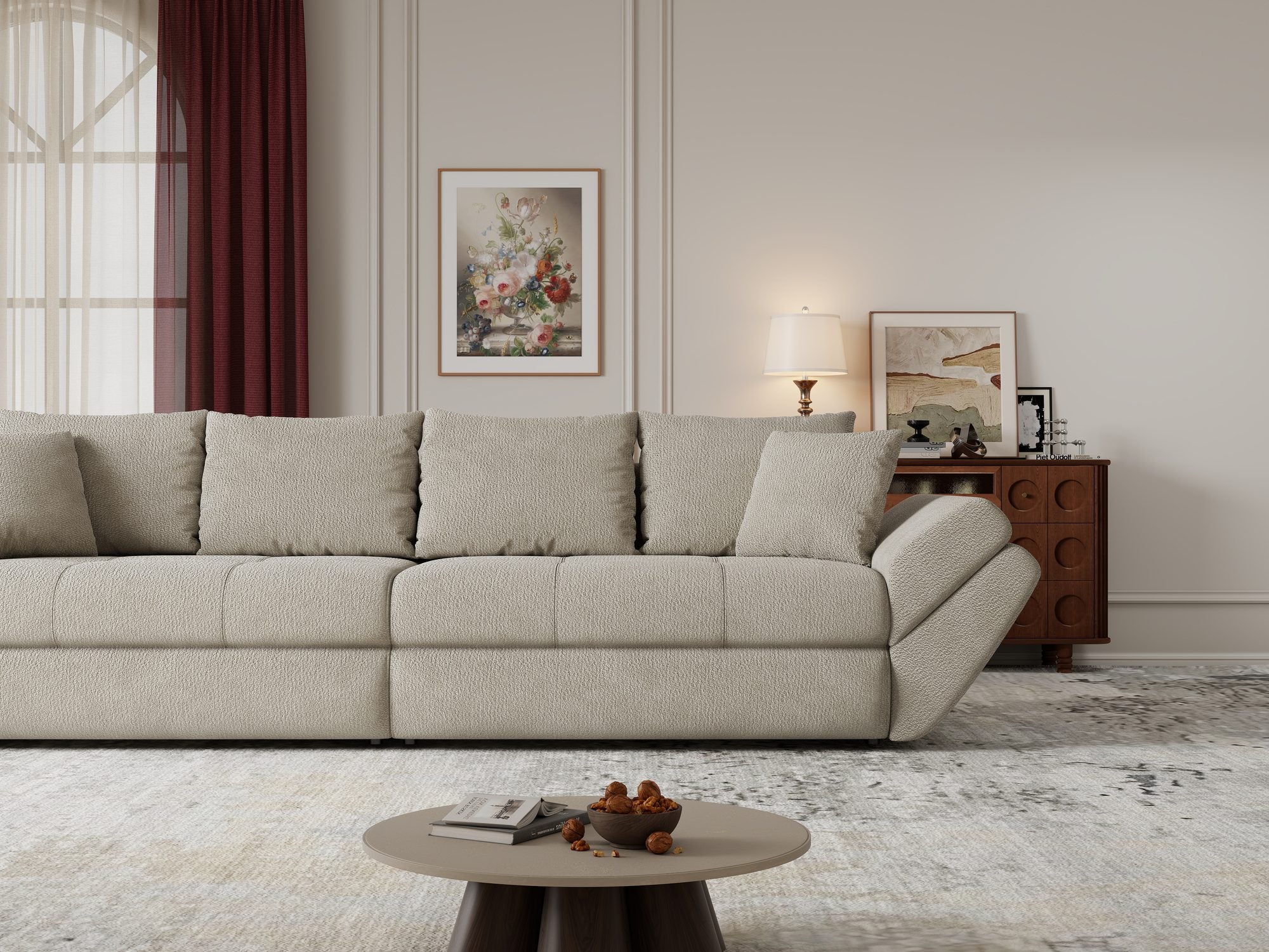Canapea extensibilă dumonde cu ladă de depozitare Loana Vibe Bej 300x100 cm