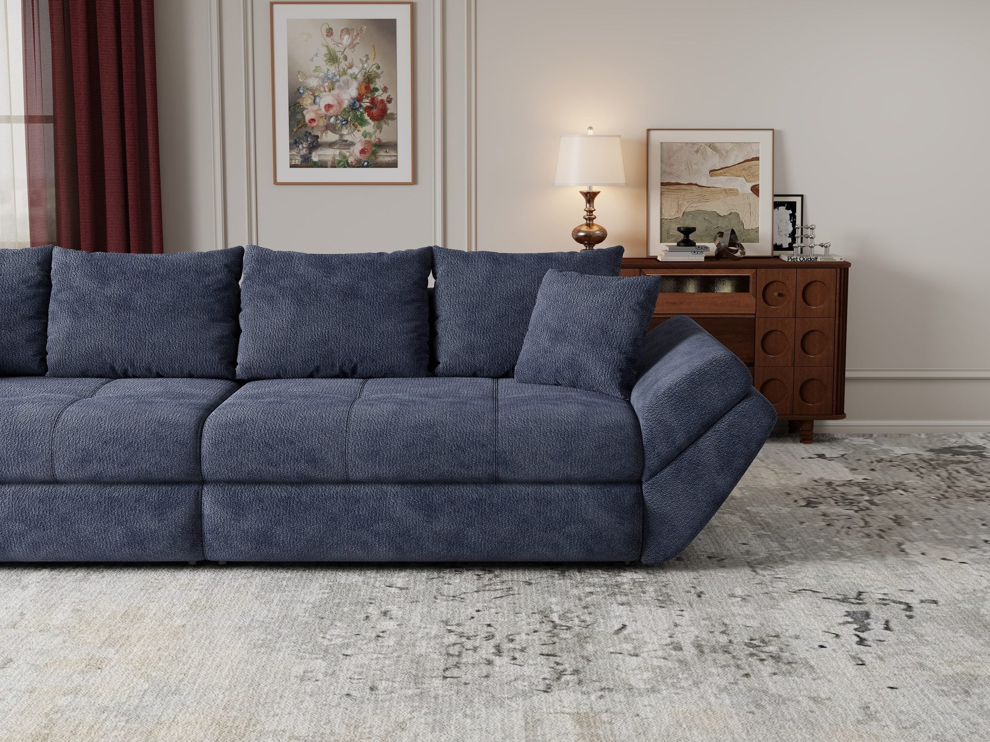Canapea extensibilă dumonde cu ladă de depozitare Loana Vibe Albastru 300x100 cm
